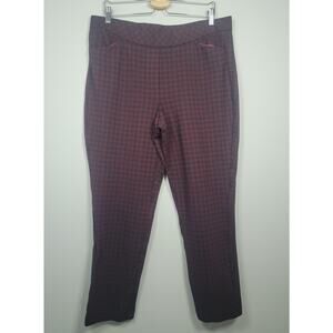 J. Jill Ponte Pull On Slim Leg Pants Womens XL Plaid Burgundy Black